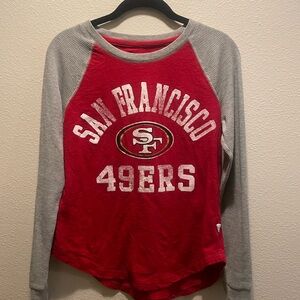 San Francisco 49ers Women's Red and Gray Raglan Top